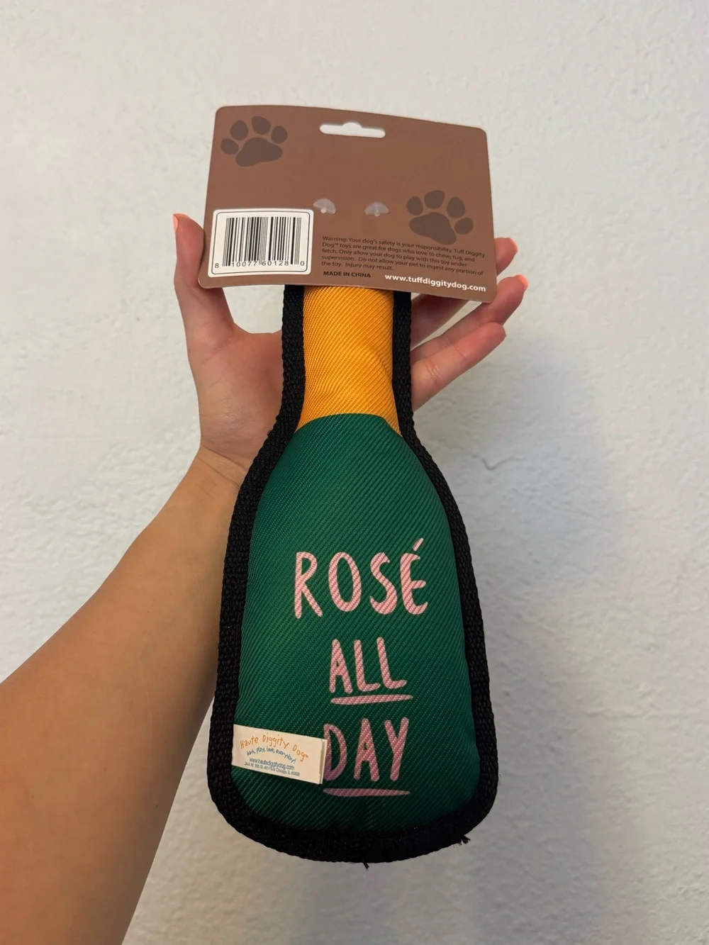 Haute Diggity Dog “Woof Clicquot Rosé” Champagne Dog Toy